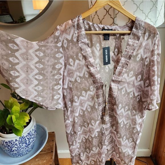 Steve Madden Kimono in Clay Boho Swim Cover-up print NWT - Picture 4 of 6